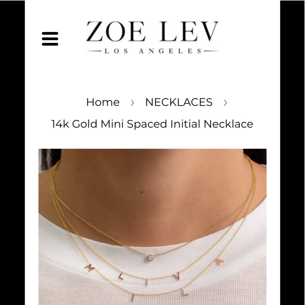 Zoe Lev 14k Gold Mini Initial Spaced Necklace